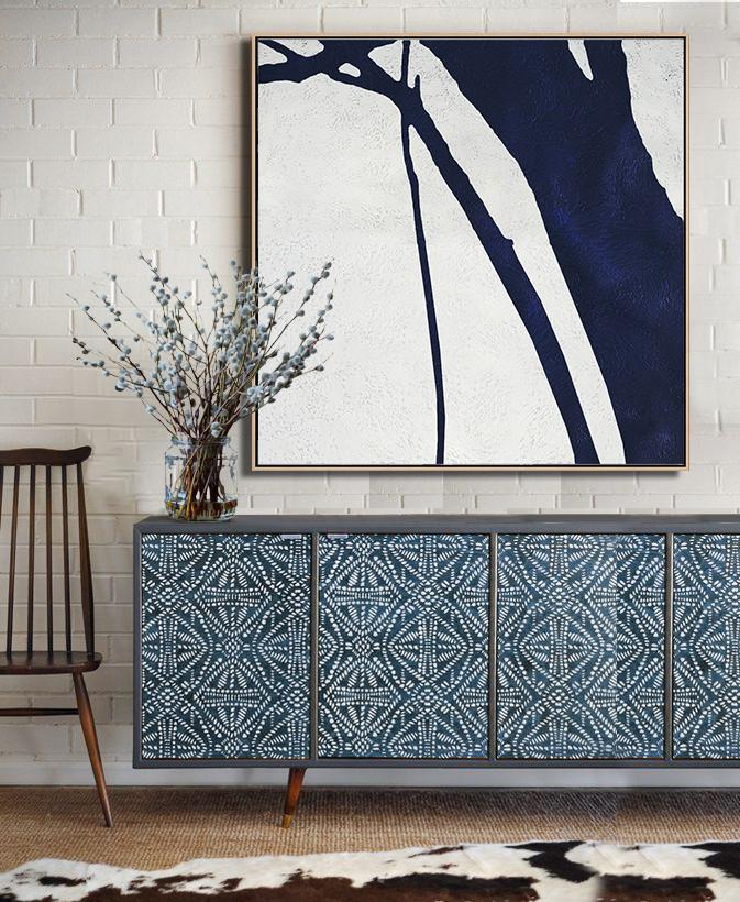 Navy Blue Minimalist Painting #NV193A - Click Image to Close